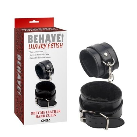 Behave! Obey Me Leather Hand Cuffs